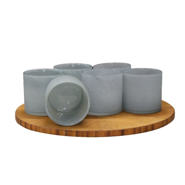 Set 6 vasetti in vetro grigio chiaro
