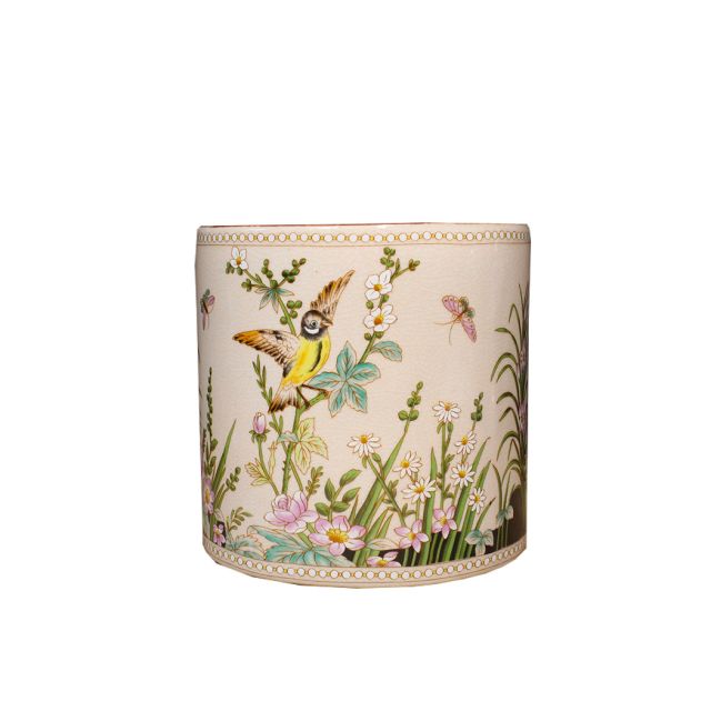 Vaso in porcellana con pappagalli