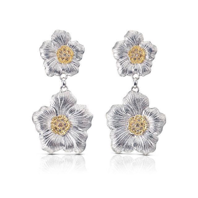 BUCCELLATI - Orecchini Blossoms Gardenia con diamanti brown