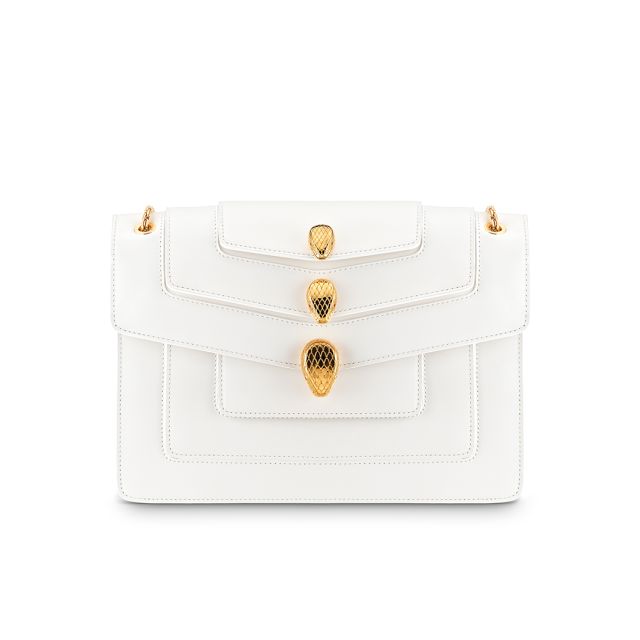 BULGARI - Borsa Serpenti bianca con dettagli in oro