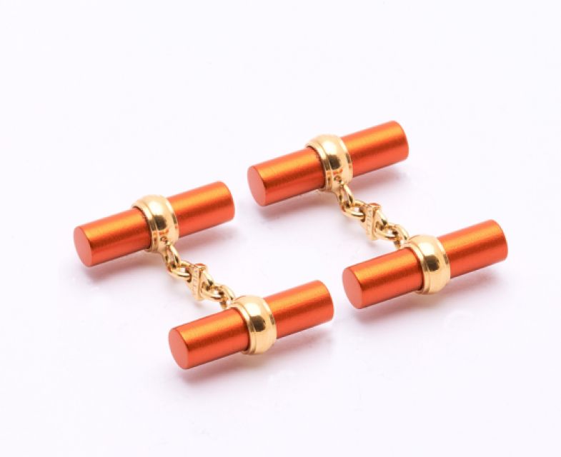 Villa Milano - Gemelli oro giallo 18kt e alluminio arancione
