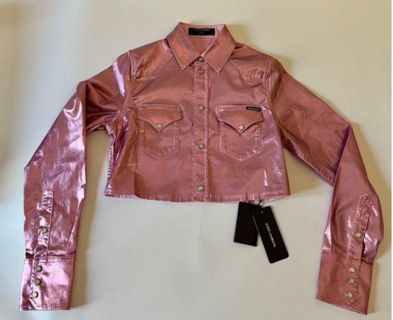  Dolce & Gabbana -  Pink Metallic Crop Jacket tg. 40